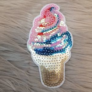 NWT Icecream Cone Multicolored Shiny Sequin Patch Kids Iron or Sew on